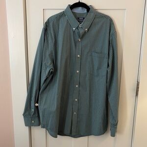 Izod Green Plaid Button-Down Dress Shirt